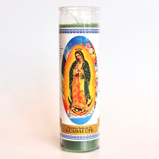 virgen guadalupe virgin mary Ritual Prayer Candle spell UK Santa Sabina Vela 7 Day Prayer candle powerful magic luck love motherhood maternity doula guidance light intuition manifestation halloween day of the dead dia de los muertos saint blessed faith catholic