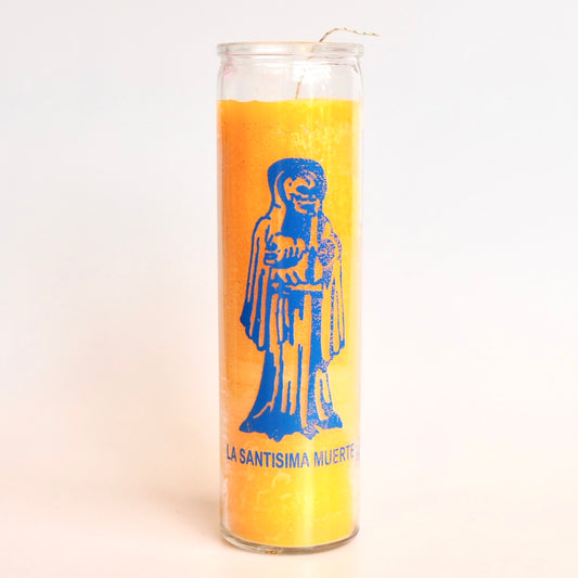 santisima muerte Ritual Prayer Candle spell UK Santa Sabina Vela 7 Day Prayer candle powerful magic luck love guidance light intuition manifestation halloween day of the dead dia de los muertos in memory memorial death doula 